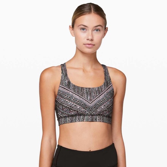 Lululemon Energy Bra in Tribal Pace Energy Bra White Black - Picture 1 of 7